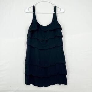 Sandro Paris Mini Ruffled Pleated Sleeveless Black Dress Size 1/Small